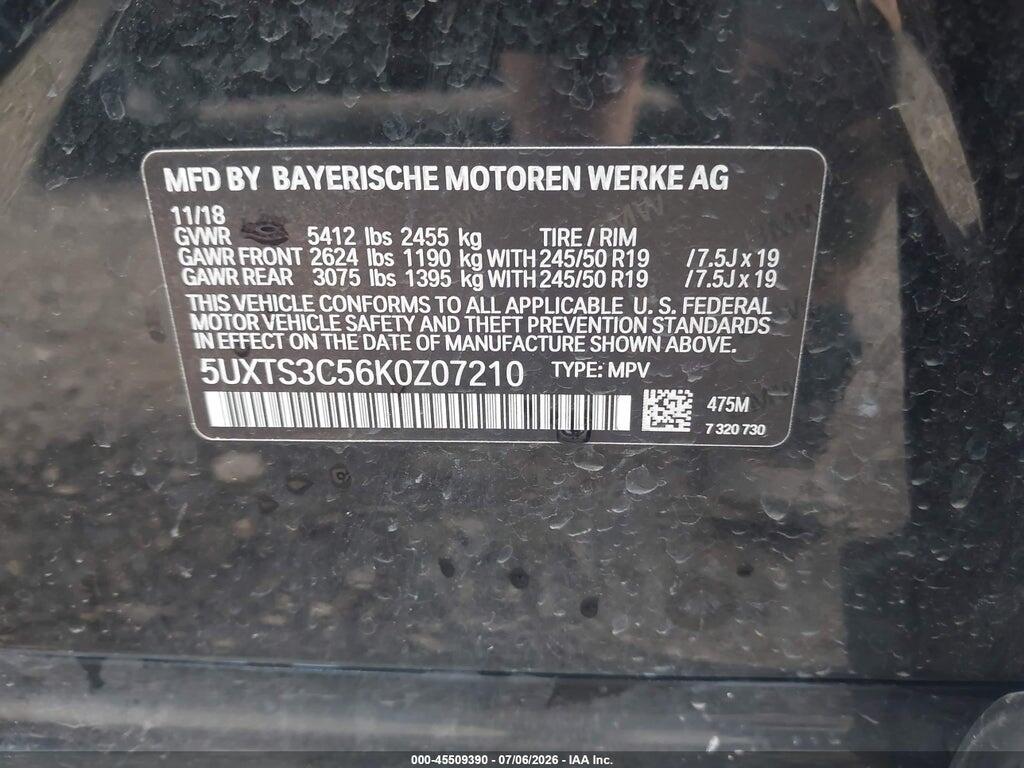 5UXTS3C56K0Z07210 2019 BMW X3 photo no. 9
