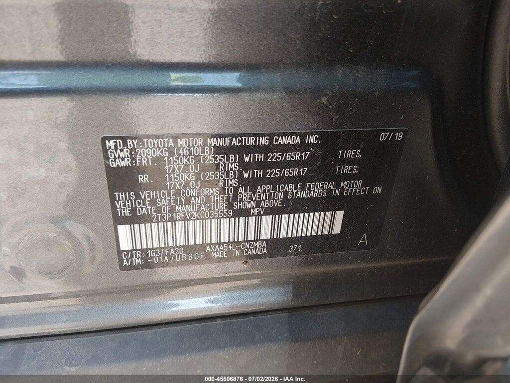 2T3P1RFV2KC035559 2019 TOYOTA RAV4 photo no. 9