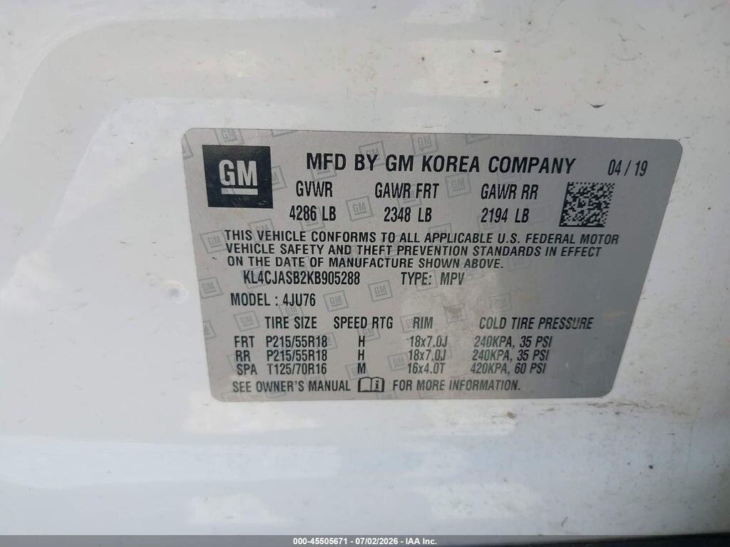 KL4CJASB2KB905288 2019 BUICK ENCORE photo no. 9
