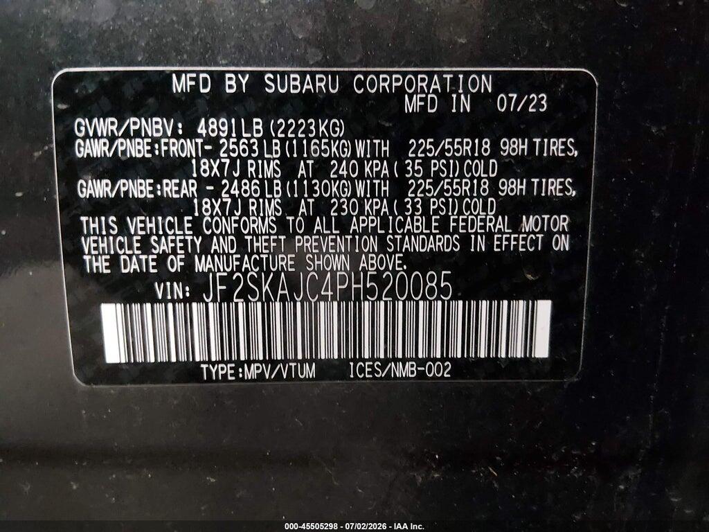 JF2SKAJC4PH520085 2023 SUBARU FORESTER photo no. 9