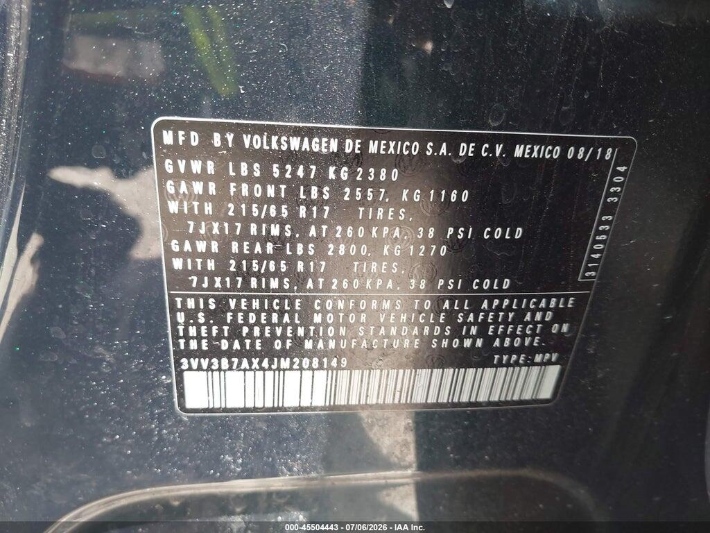 3VV3B7AX4JM208149 2018 VOLKSWAGEN TIGUAN photo no. 9