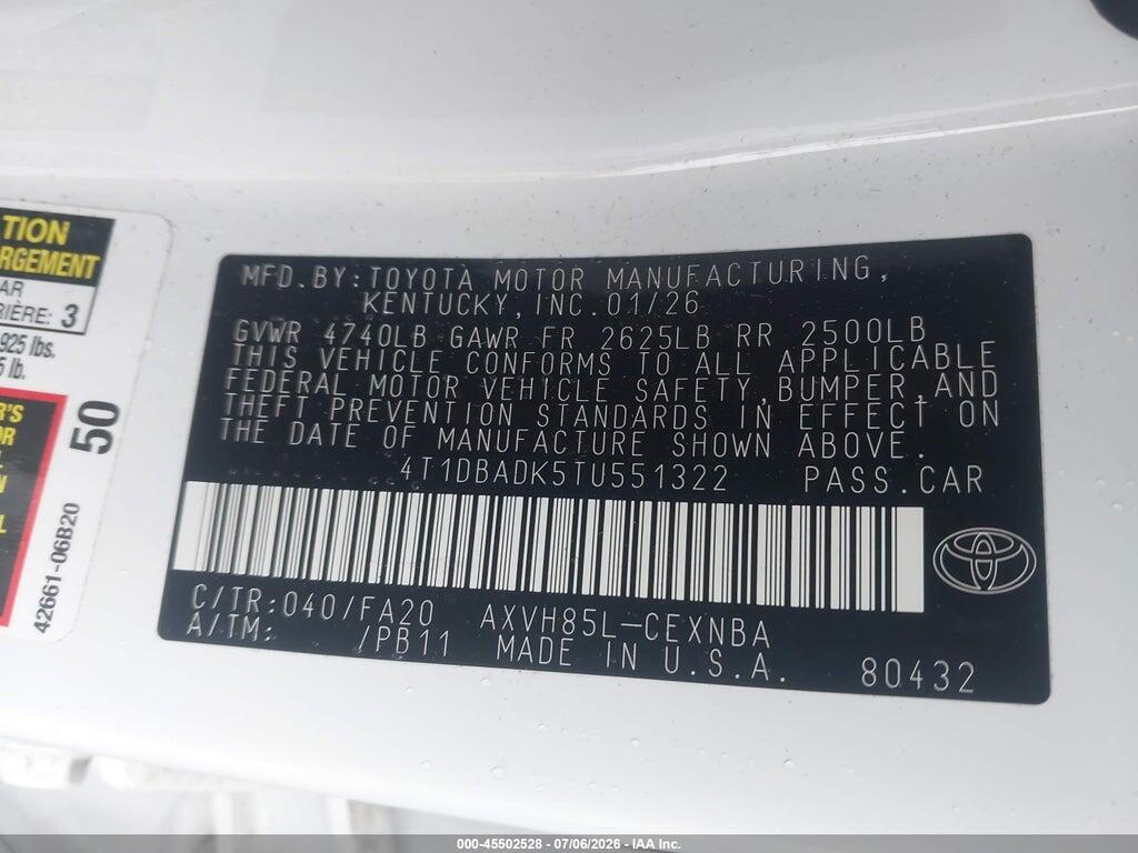 4T1DBADK5TU551322 2026 TOYOTA CAMRY photo no. 9