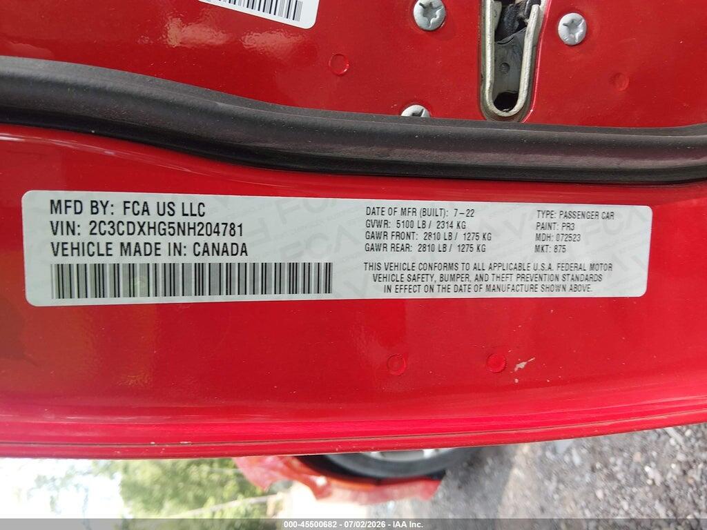 2C3CDXHG5NH204781 2022 DODGE CHARGER photo no. 9