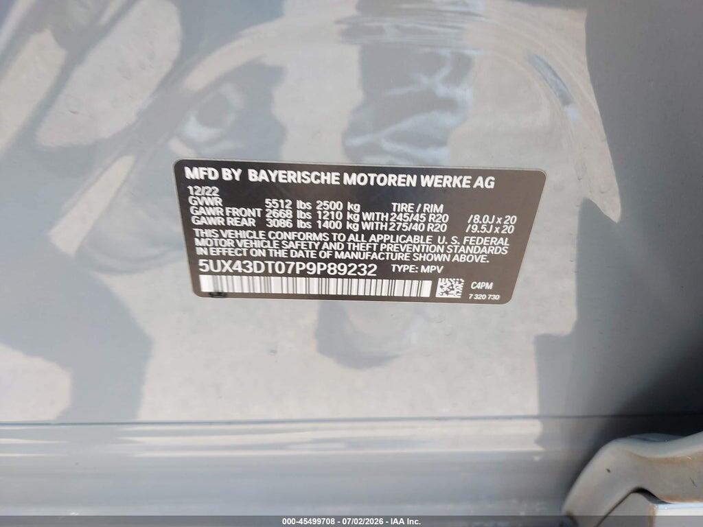 5UX43DT07P9P89232 2023 BMW X4 photo no. 9