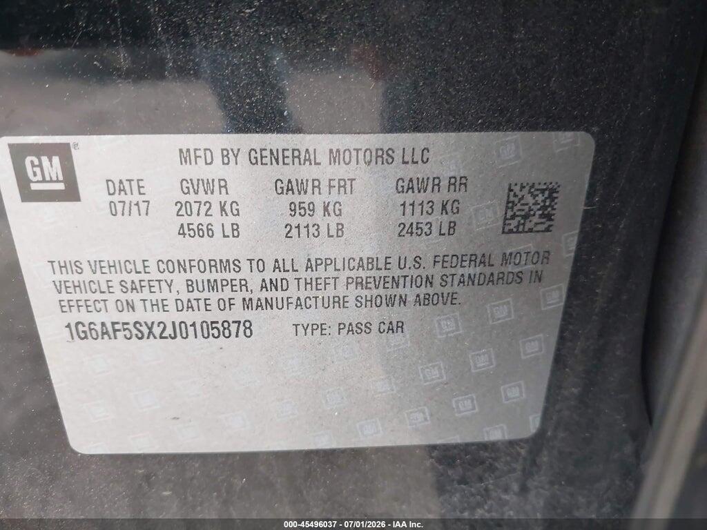 1G6AF5SX2J0105878 2018 CADILLAC ATS photo no. 9
