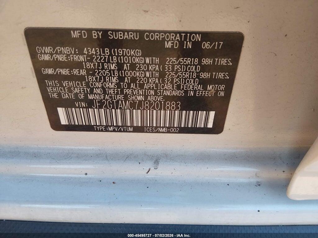 JF2GTAMC7J8201883 2018 SUBARU CROSSTREK photo no. 9
