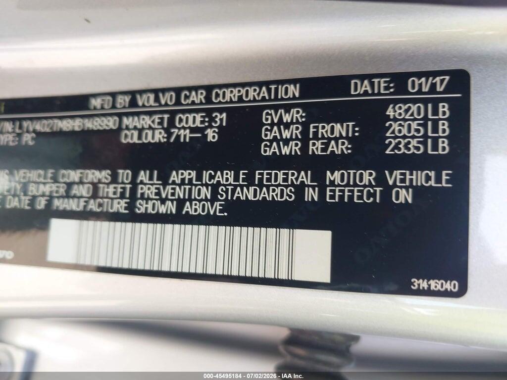 LYV402TM8HB148990 2017 VOLVO S60 INSCRIPTION photo no. 9