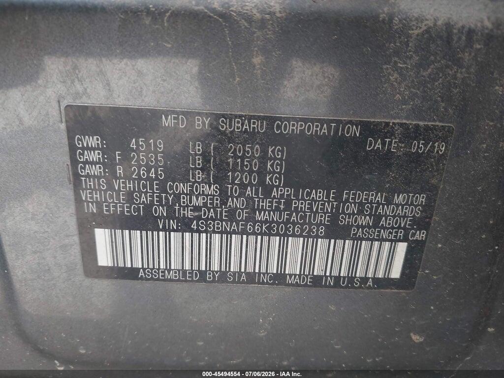4S3BNAF66K3036238 2019 SUBARU LEGACY photo no. 9