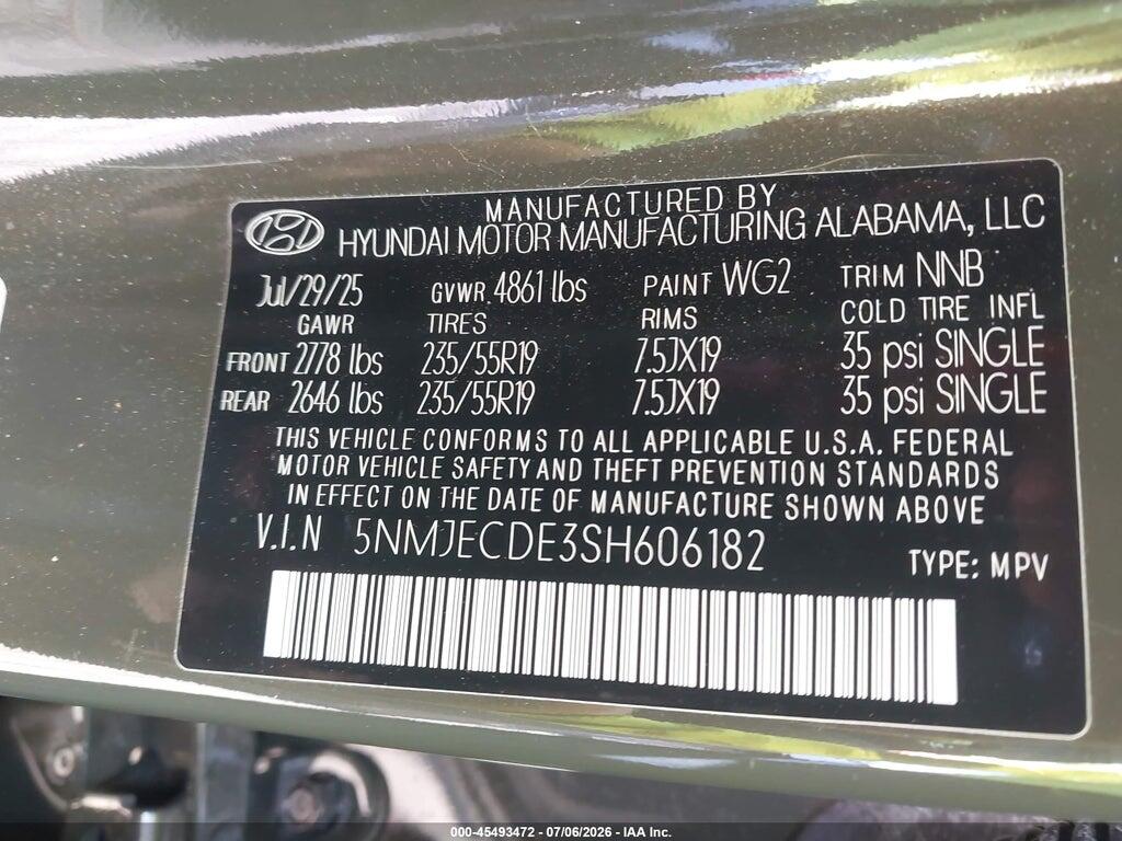 5NMJECDE3SH606182 2025 HYUNDAI TUCSON photo no. 9