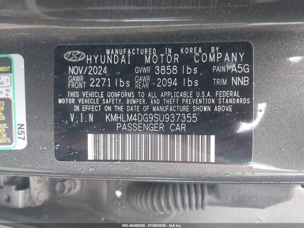 KMHLM4DG9SU937355 2025 HYUNDAI ELANTRA photo no. 9