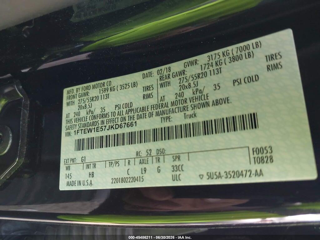 1FTEW1E57JKD67661 2018 FORD F-150 photo no. 9