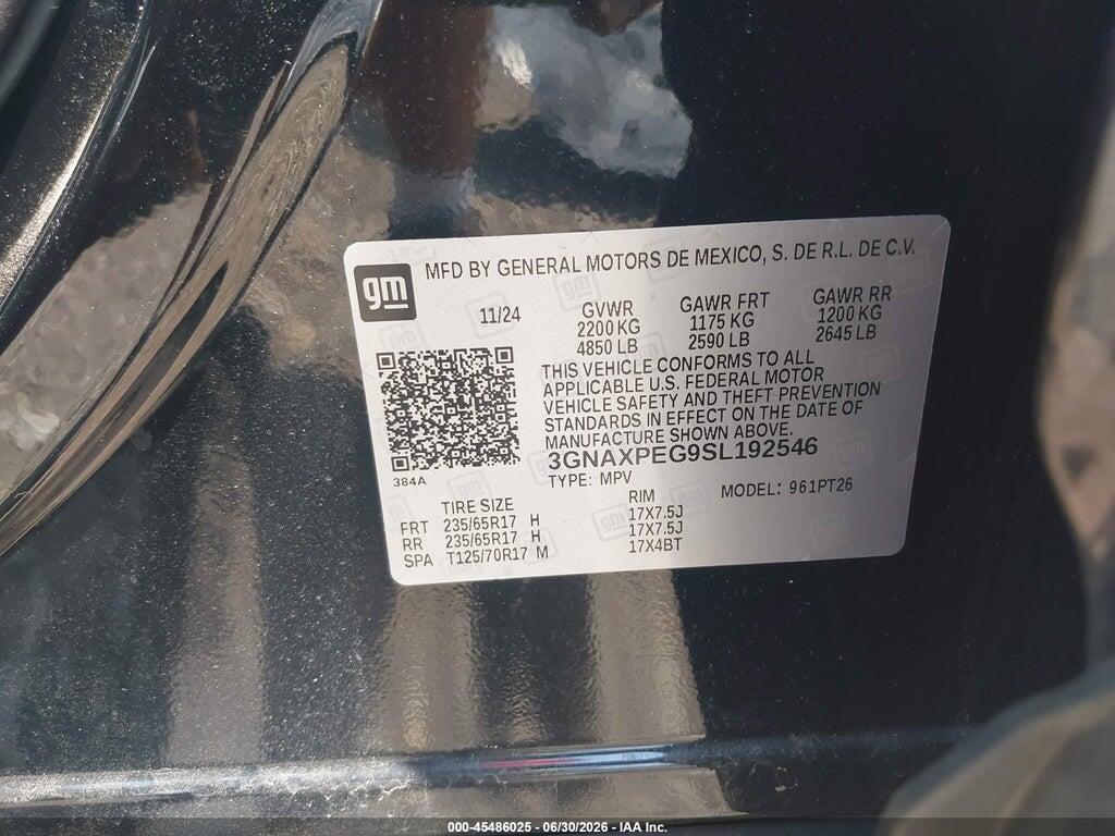 3GNAXPEG9SL192546 2025 CHEVROLET EQUINOX photo no. 9