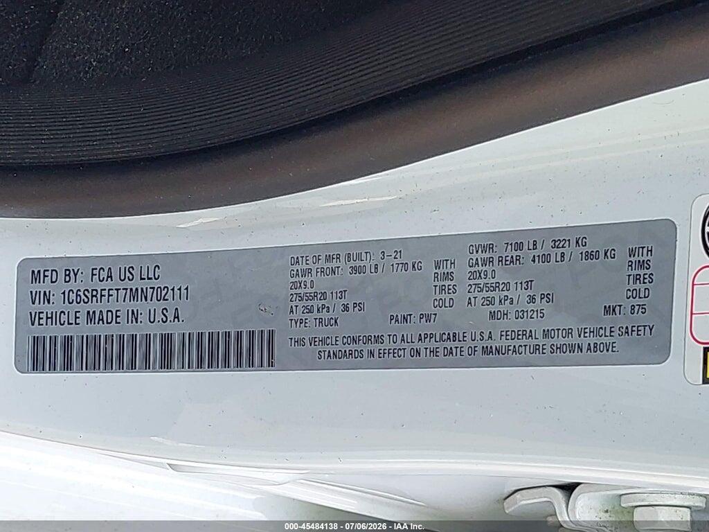 1C6SRFFT7MN702111 2021 RAM 1500 photo no. 9