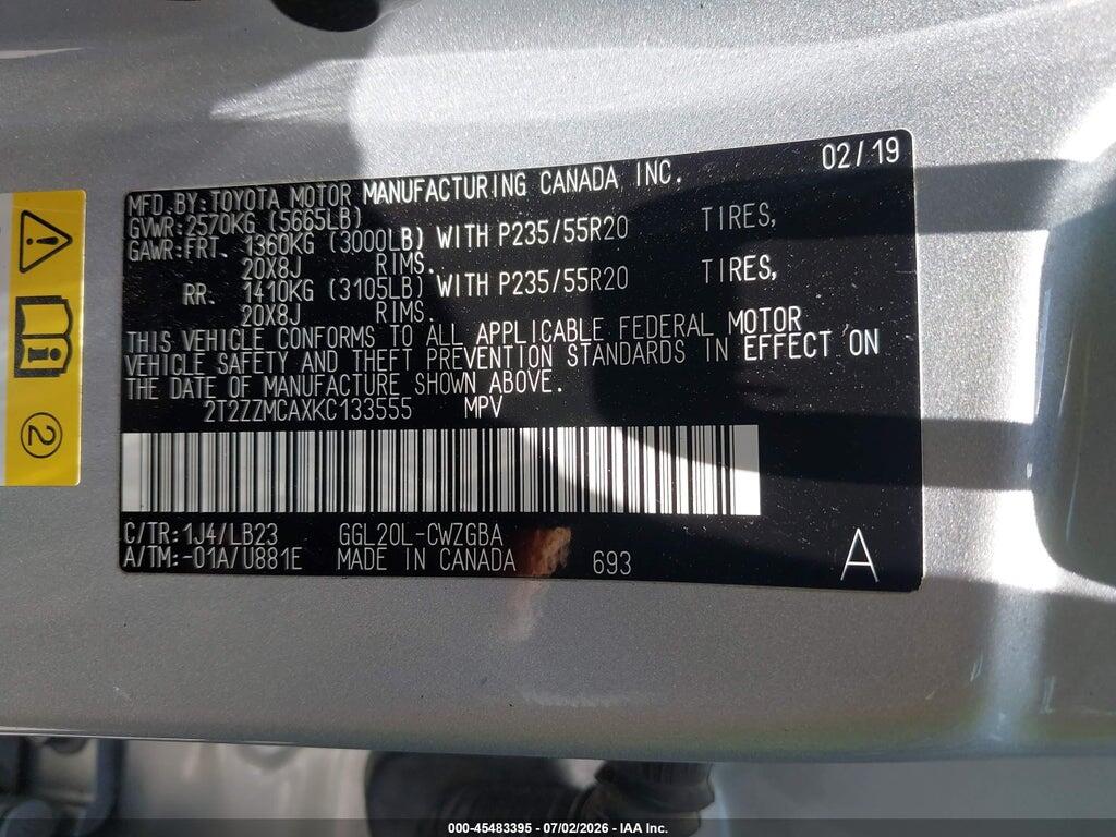 2T2ZZMCAXKC133555 2019 LEXUS RX 350 photo no. 9