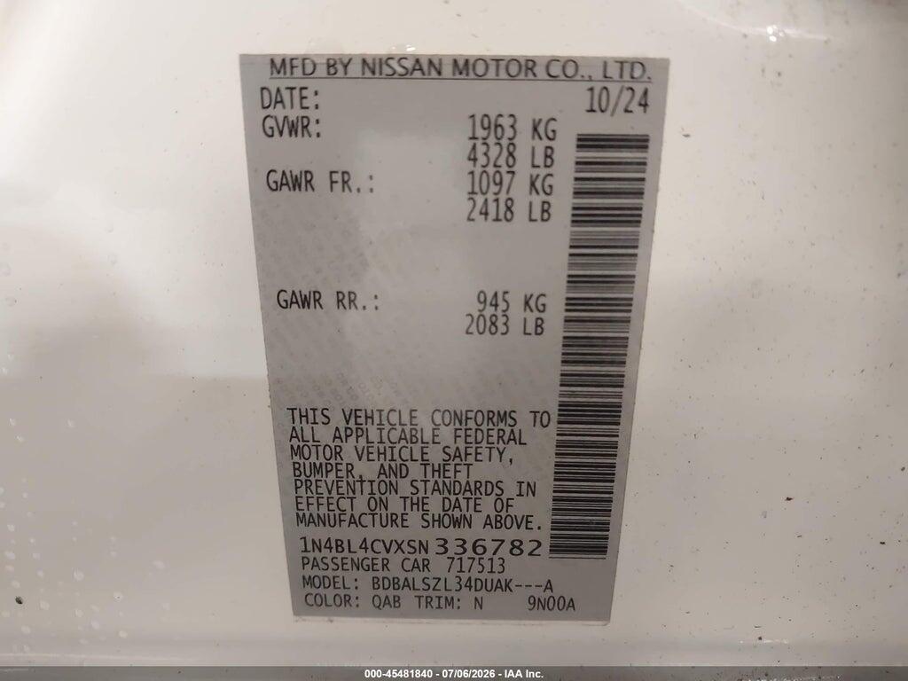 1N4BL4CVXSN336782 2025 NISSAN ALTIMA photo no. 9