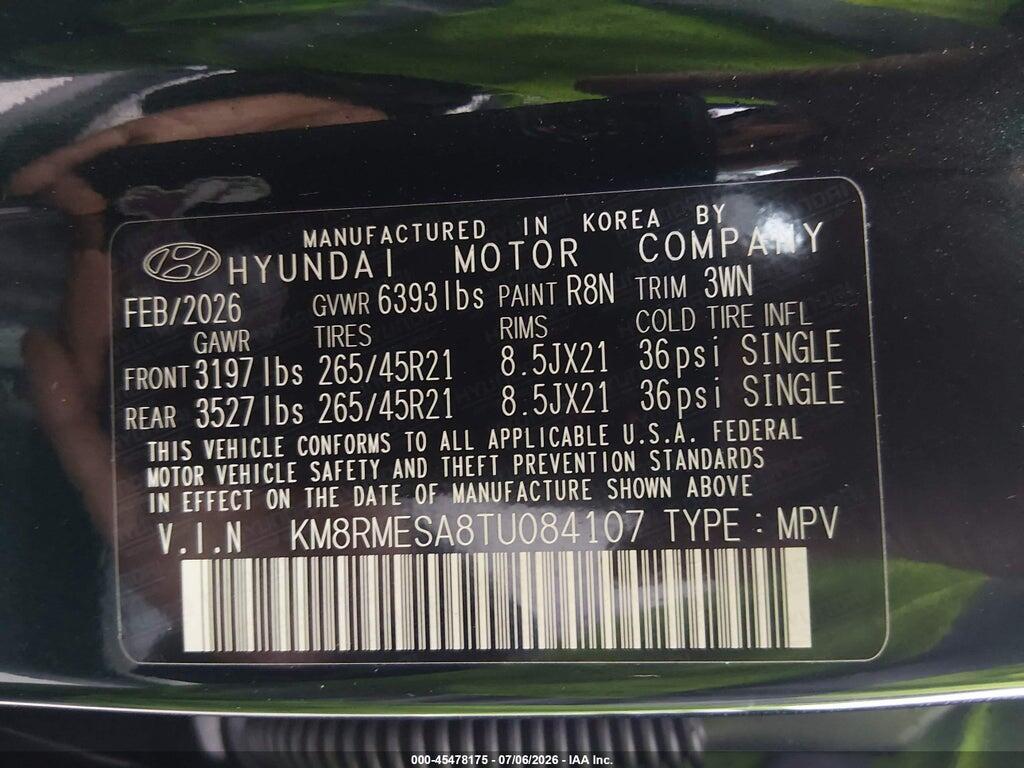 KM8RMESA8TU084107 2026 HYUNDAI PALISADE HEV photo no. 9