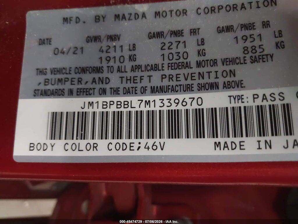 JM1BPBBL7M1339670 2021 MAZDA MAZDA3 photo no. 9