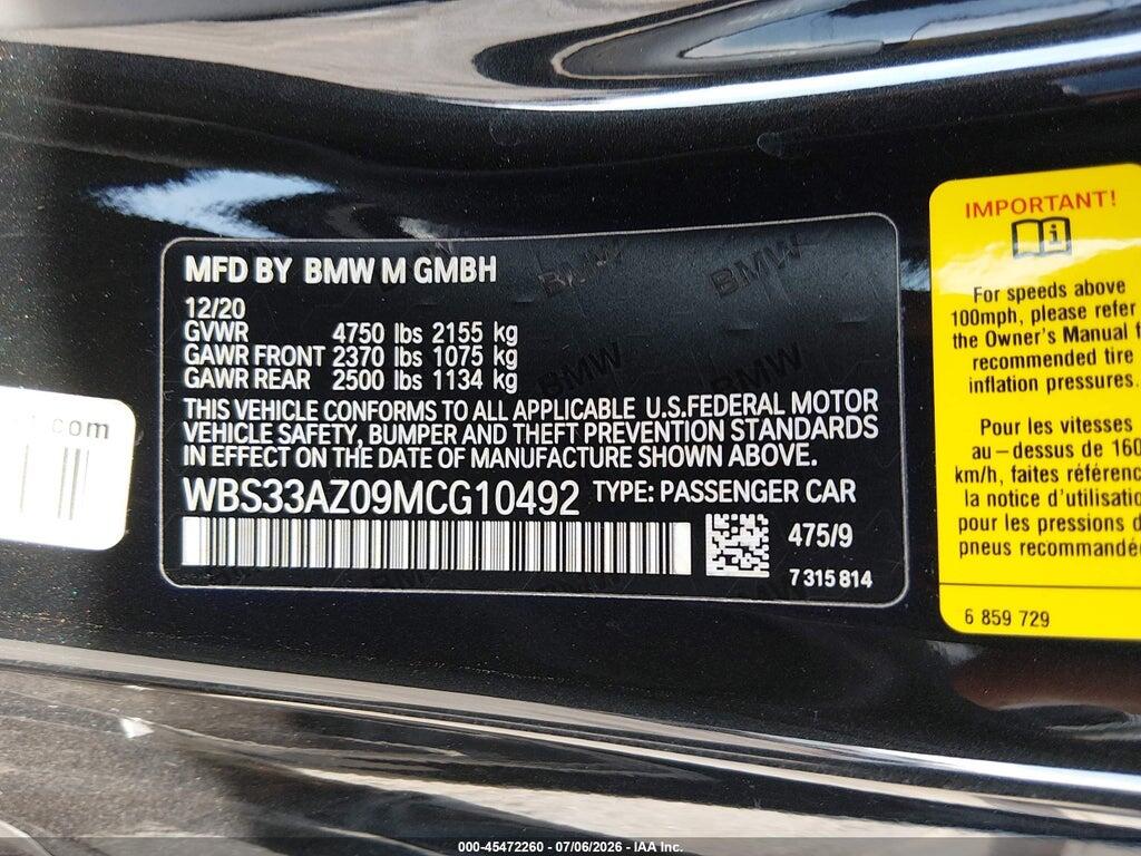 WBS33AZ09MCG10492 2021 BMW M4 photo no. 9