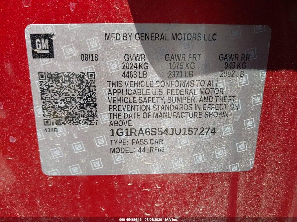 1G1RA6S54JU157274 2018 CHEVROLET VOLT photo no. 9