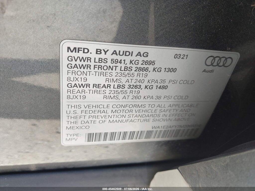 WA1E2AFY7M2069310 2021 AUDI Q5 photo no. 9