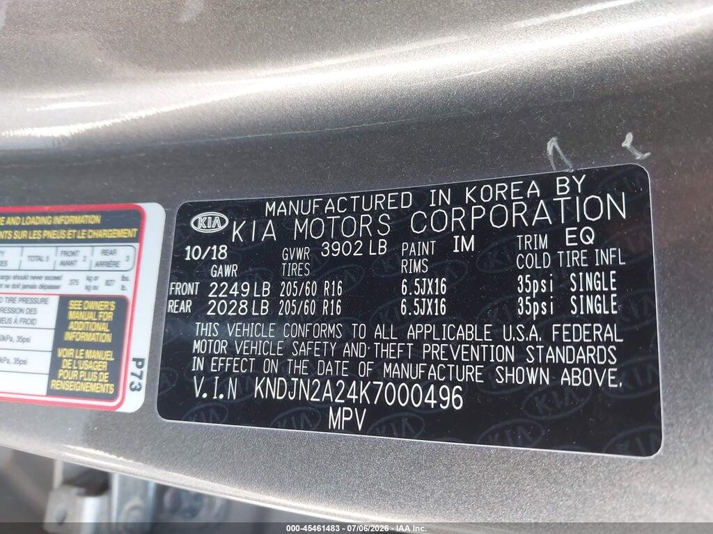 KNDJN2A24K7000496 2019 KIA SOUL photo no. 9