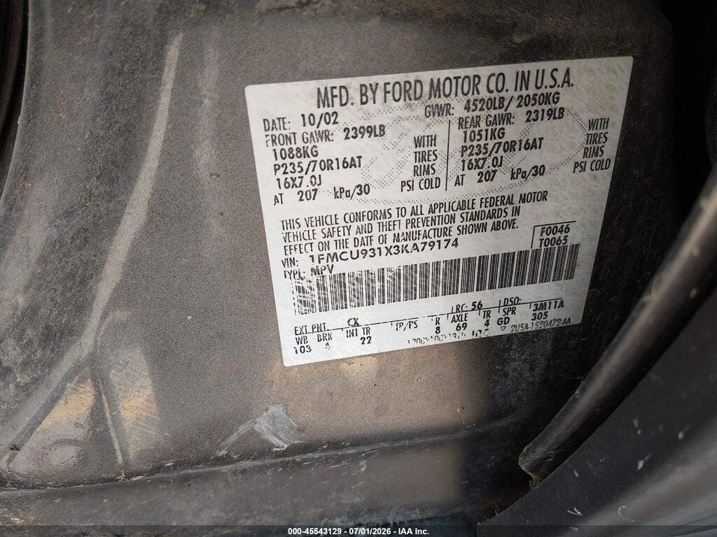 1FMCU931X3KA79174 2003 FORD ESCAPE photo no. 9
