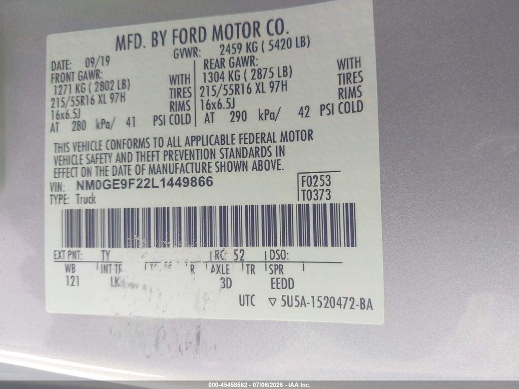 NM0GE9F22L1449866 2020 FORD TRANSIT CONNECT photo no. 9