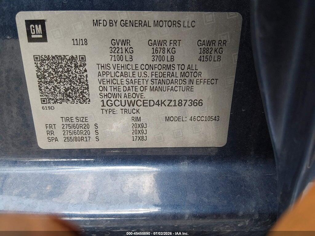 1GCUWCED4KZ187366 2019 CHEVROLET SILVERADO 1500 photo no. 8