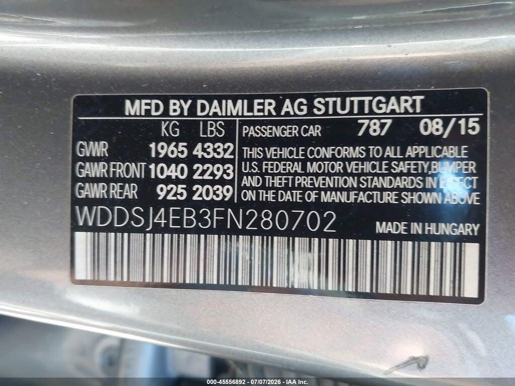 WDDSJ4EB3FN280702 2015 MERCEDES-BENZ CLA 250 photo no. 9