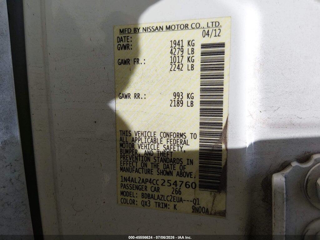 1N4AL2AP4CC254760 2012 NISSAN ALTIMA photo no. 9