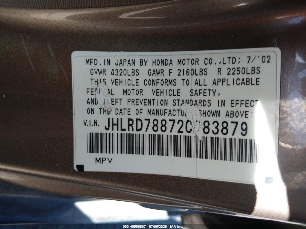JHLRD78872C083879 2002 HONDA CR-V photo no. 9