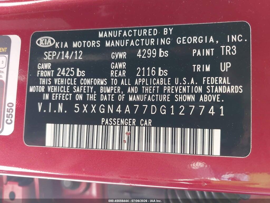 5XXGN4A77DG127741 2013 KIA OPTIMA photo no. 9