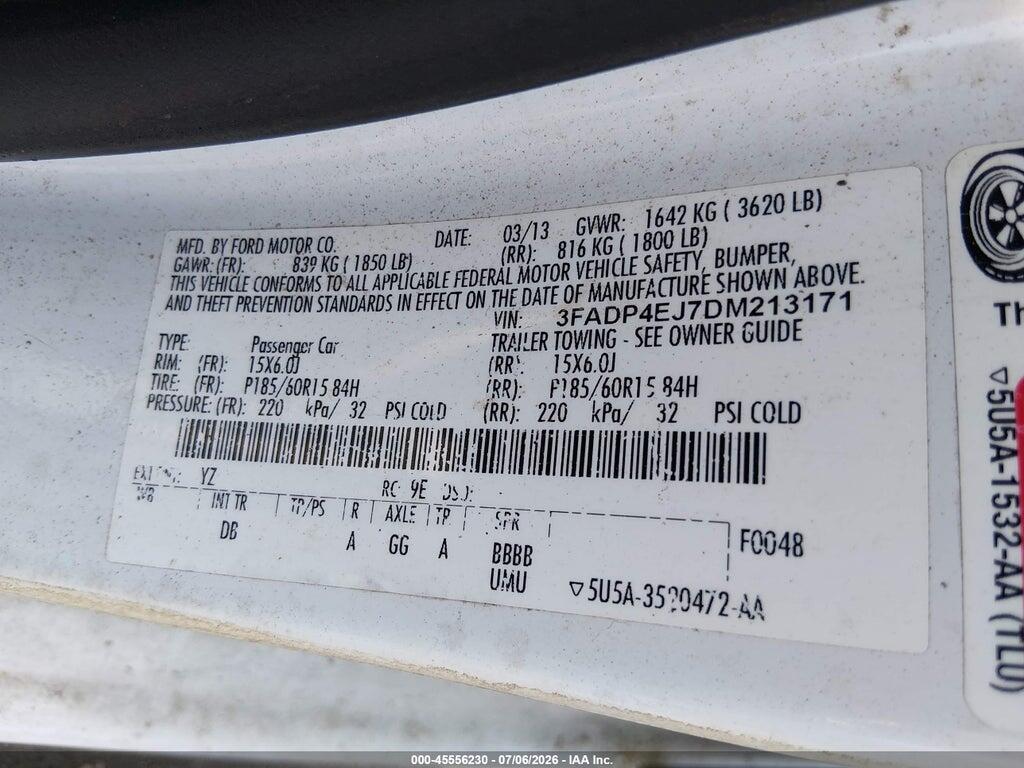 3FADP4EJ7DM213171 2013 FORD FIESTA photo no. 9