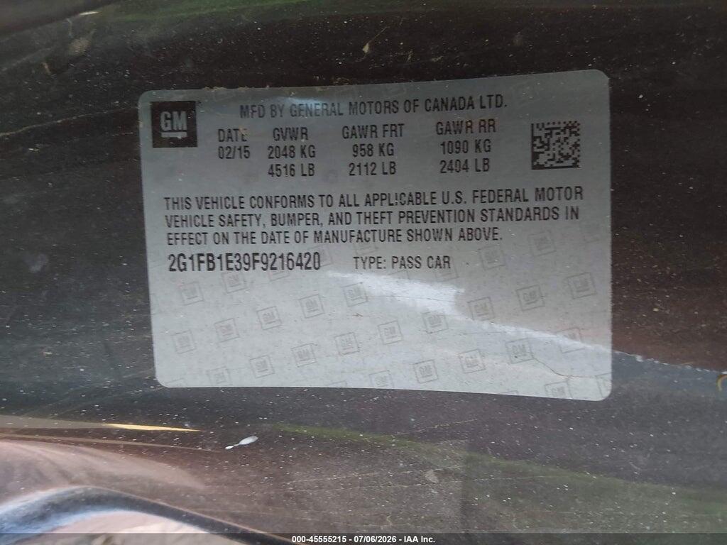 2G1FB1E39F9216420 2015 CHEVROLET CAMARO photo no. 9