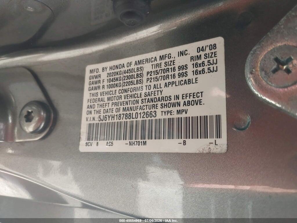 5J6YH18788L012663 2008 HONDA ELEMENT photo no. 9