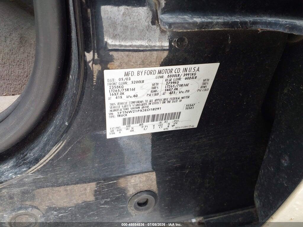 1FTNW21PX3ED18291 2003 FORD F-250 photo no. 9