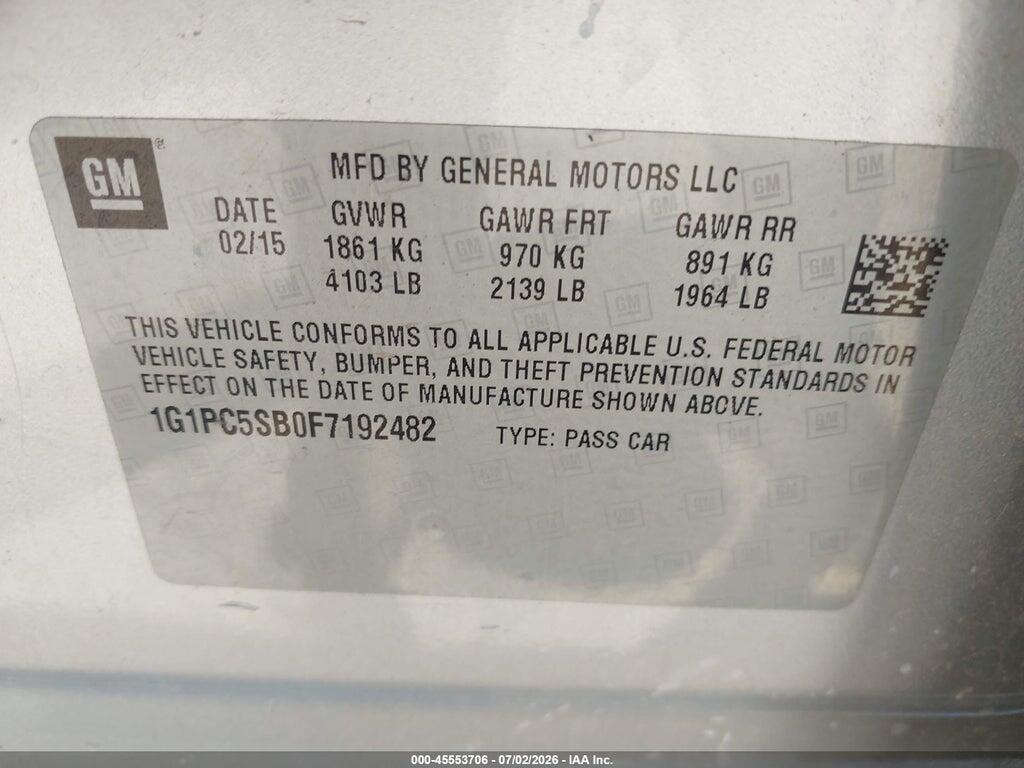 1G1PC5SB0F7192482 2015 CHEVROLET CRUZE photo no. 9