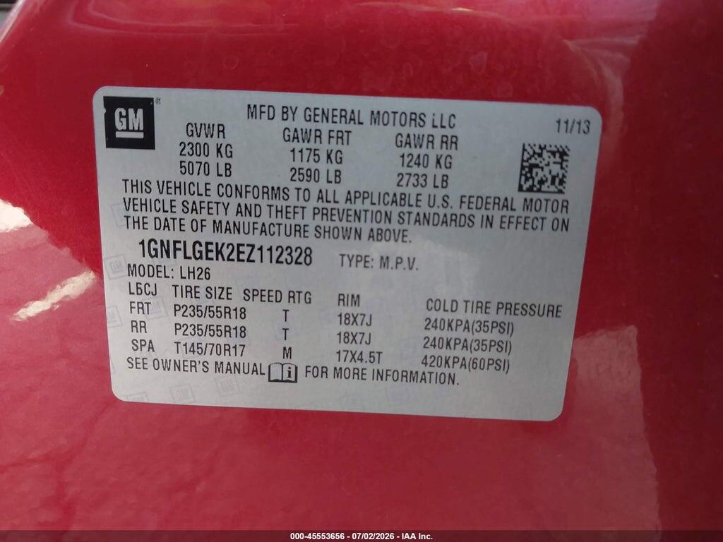 1GNFLGEK2EZ112328 2014 CHEVROLET EQUINOX photo no. 9