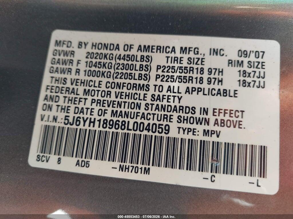 5J6YH18968L004059 2008 HONDA ELEMENT photo no. 9