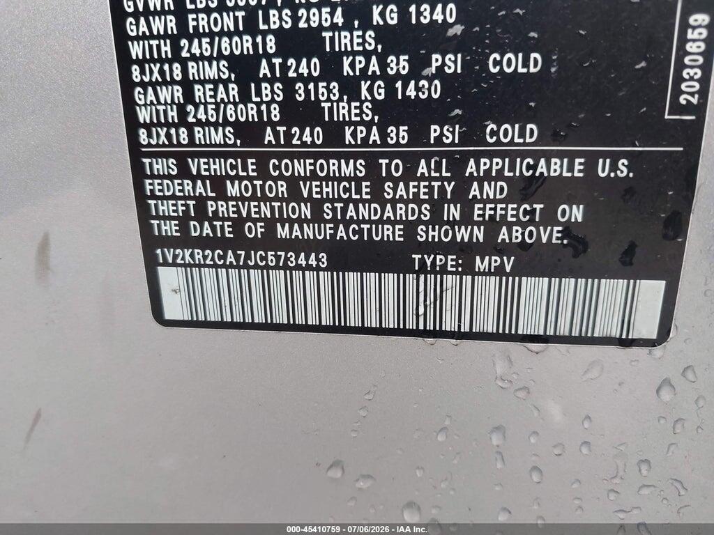 1V2KR2CA7JC573443 2018 VOLKSWAGEN ATLAS photo no. 9