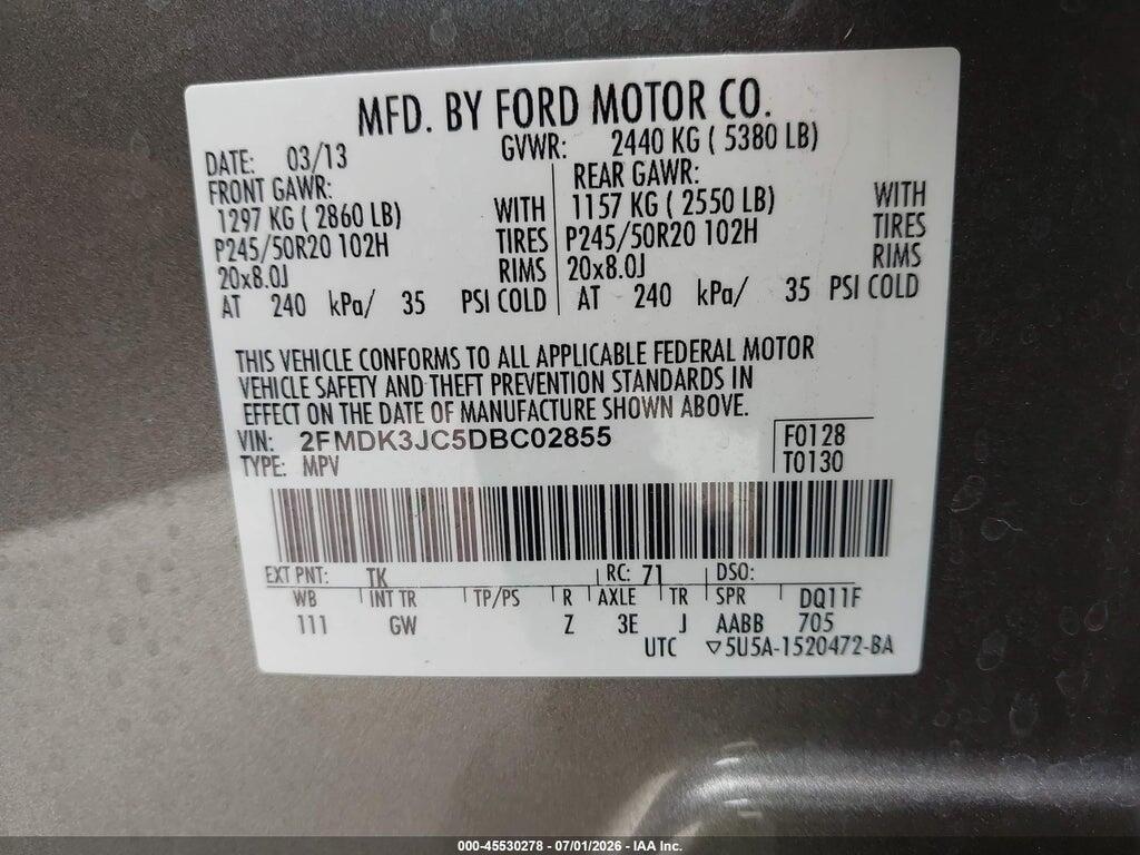 2FMDK3JC5DBC02855 2013 FORD EDGE photo no. 9