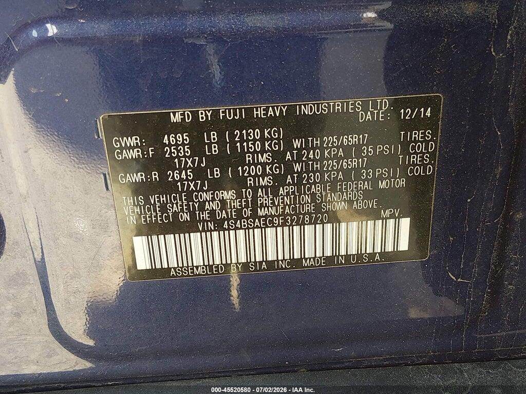 4S4BSAEC9F3278720 2015 SUBARU OUTBACK photo no. 9