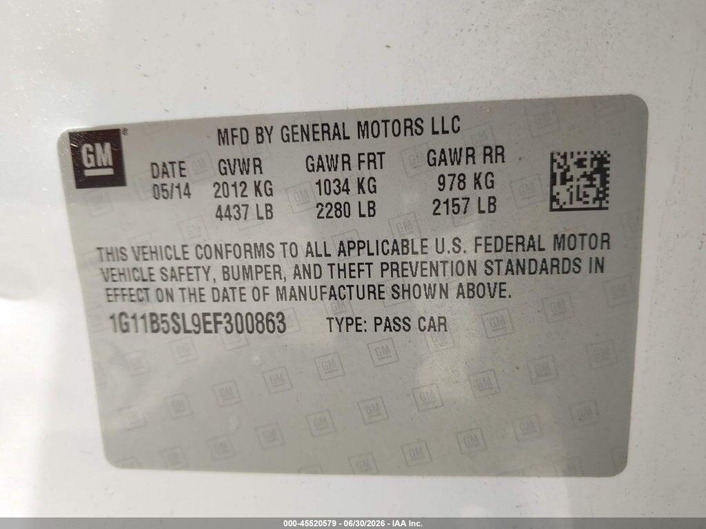 1G11B5SL9EF300863 2014 CHEVROLET MALIBU photo no. 9
