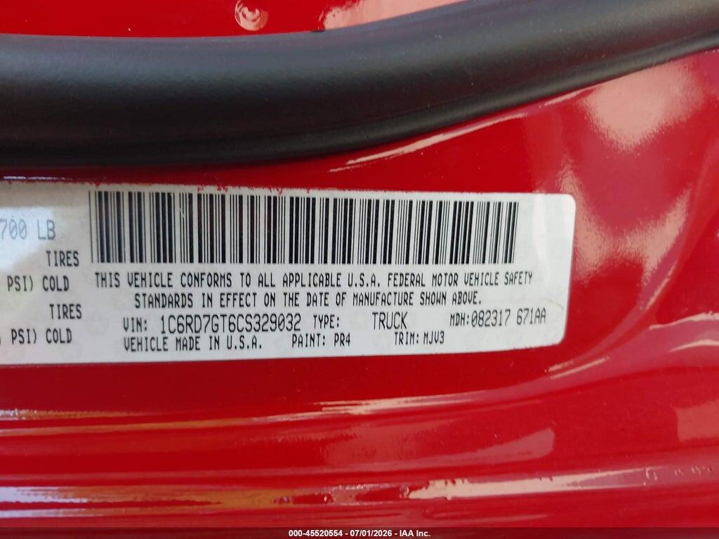 1C6RD7GT6CS329032 2012 RAM 1500 photo no. 9
