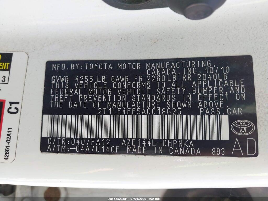 2T1LE4EE5AC018625 2010 TOYOTA MATRIX photo no. 9