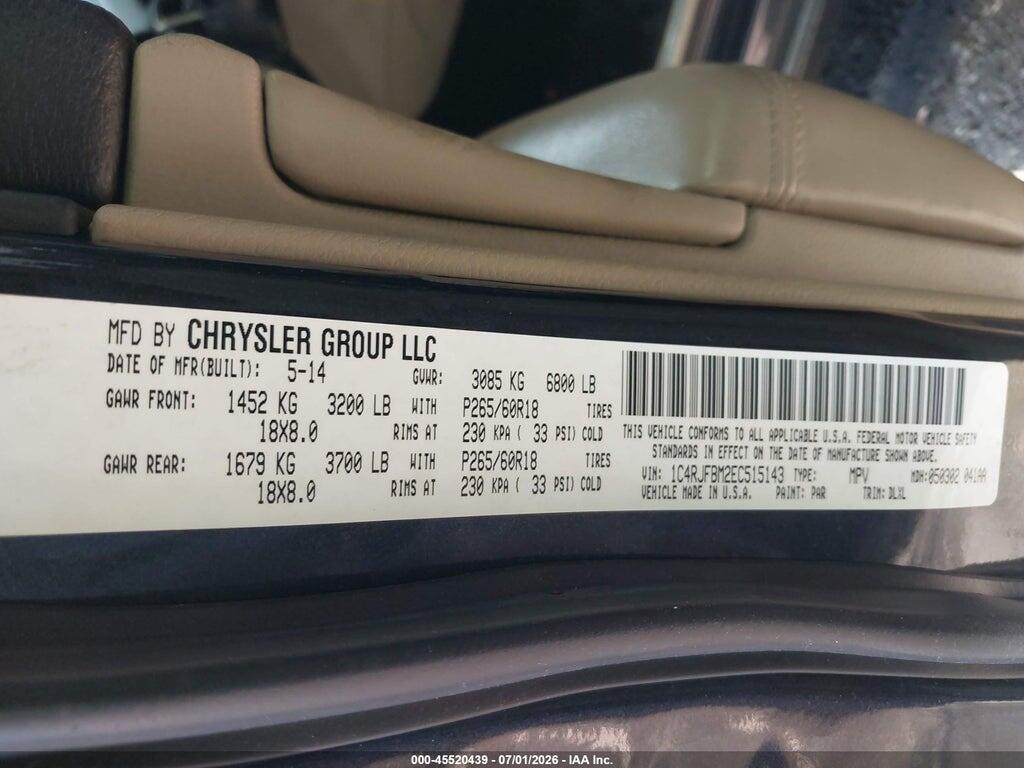 1C4RJFBM2EC515143 2014 JEEP GRAND CHEROKEE photo no. 9