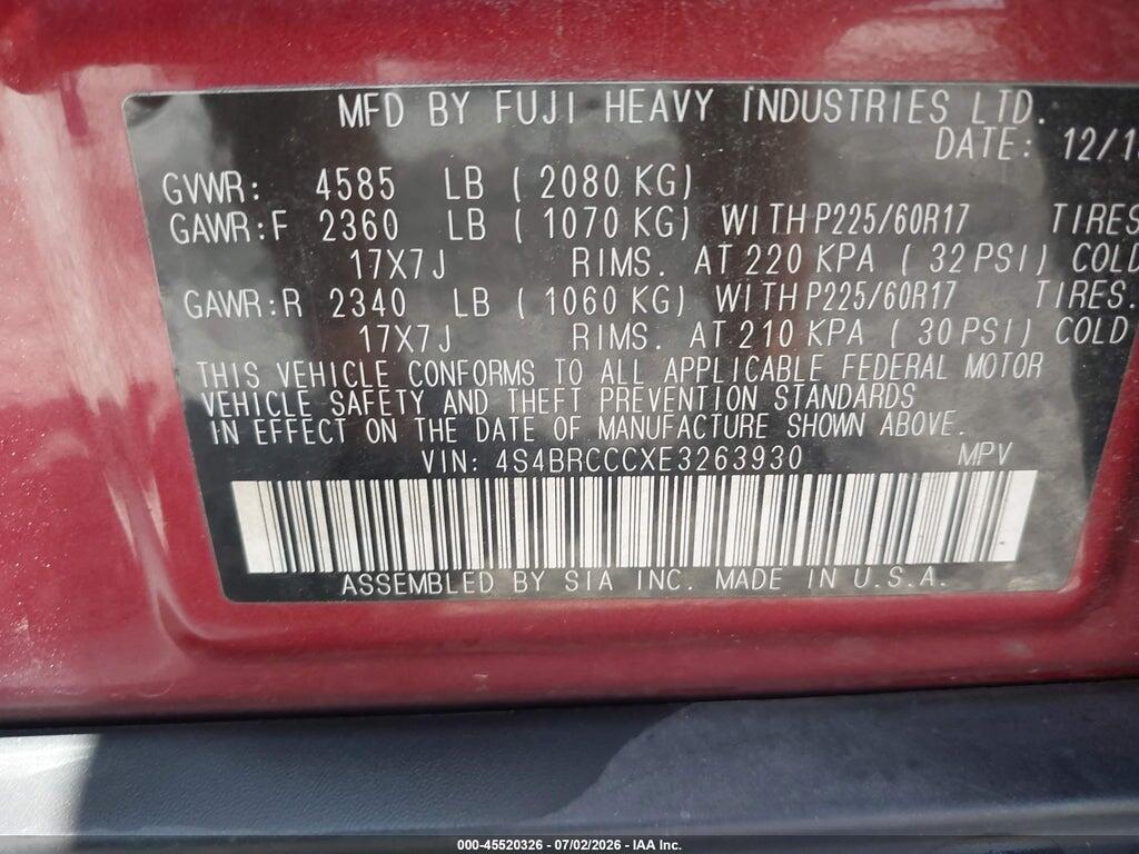 4S4BRCCCXE3263930 2014 SUBARU OUTBACK photo no. 9