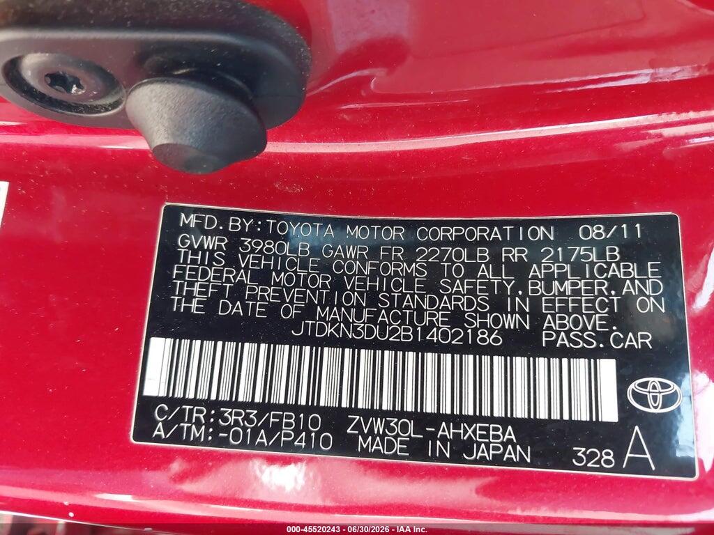 JTDKN3DU2B1402186 2011 TOYOTA PRIUS photo no. 9