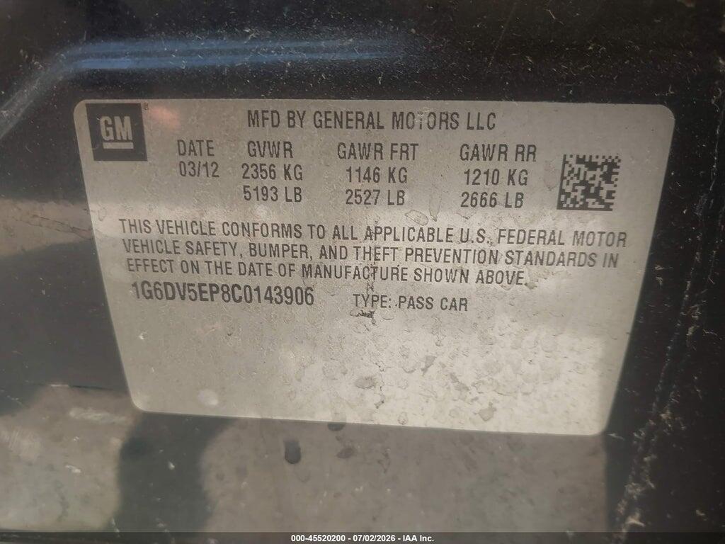 1G6DV5EP8C0143906 2012 CADILLAC CTS-V photo no. 9