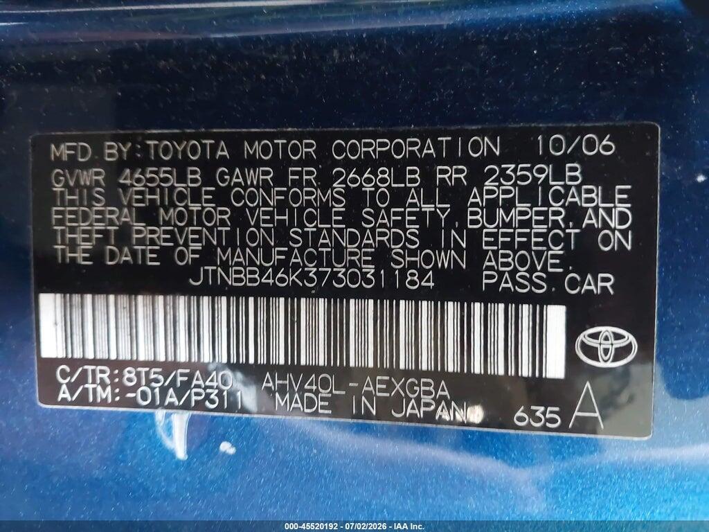 JTNBB46K373031184 2007 TOYOTA CAMRY HYBRID photo no. 9